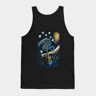 Starry Guitar Gifts Guitarist Rock Concert Festival Guitar Tank Top